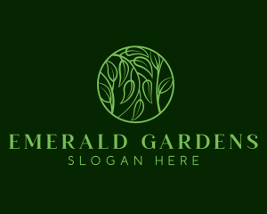 Leafy Herbs Wreath  logo design