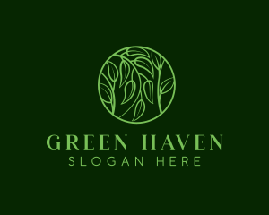 Leafy Herbs Wreath  logo design