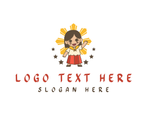 Traditional Outfit - Cute Filipino Girl Cartoon logo design