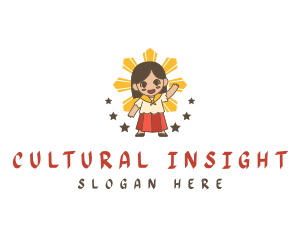 Cute Filipino Girl Cartoon logo design