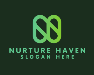 Digital Green Letter N logo design