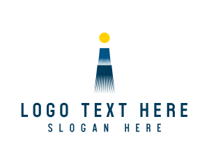 Blue - Sunrise Tower Building Letter I logo design