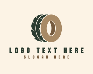 Plant - Auto Tire Leaf Letter O logo design