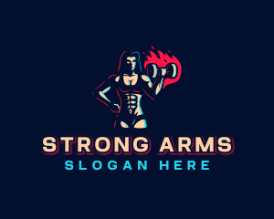 Strong Woman Barbell logo design