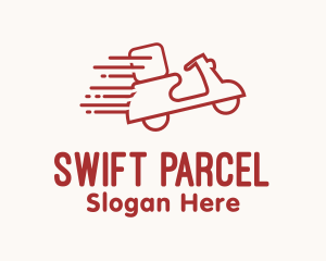 Parcel - Red Fast Delivery Scooter logo design