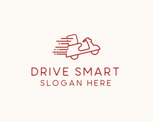 Motorist - Red Fast Delivery Scooter logo design