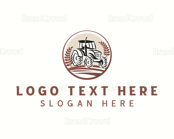 Wheat Farming Tractor Logo