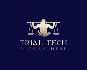 Trial - Man Justice Scales logo design