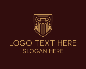 School - Greek Pillar Shield logo design