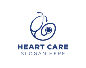 Cardiology - Blue Medical Stethoscope logo design