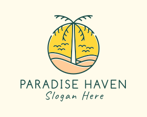 Palm Tree Beach logo design