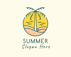 Palm Tree Beach logo design