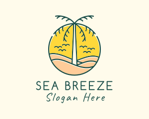 Coastline - Palm Tree Beach logo design