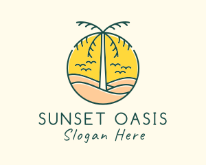 Palm Tree Beach logo design