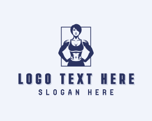 Muscular - Strong Woman Fitness logo design