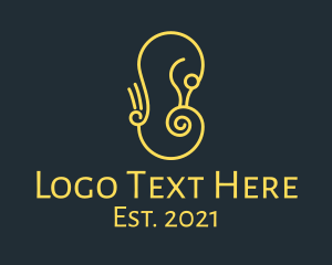 Gold - Minimalist Yellow Seahorse logo design