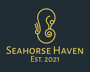 Seahorse - Minimalist Yellow Seahorse logo design