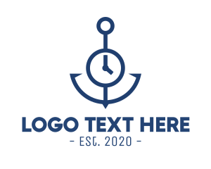 Naval - Blue Clock Anchor logo design