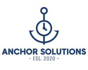 Blue Clock Anchor logo design