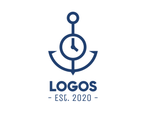 Navy - Blue Clock Anchor logo design