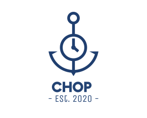 Die Cut - Blue Clock Anchor logo design