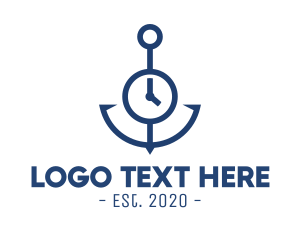 Time - Blue Clock Anchor logo design