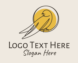 Sparrow - Yellow Perched Bird logo design