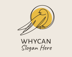 Nightingale - Yellow Perched Bird logo design