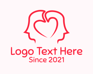 Dating App - Abstract Heart Couple logo design