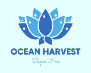 Fisheries - Fish Lotus logo design