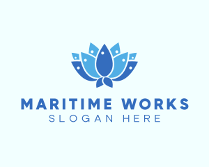 Fish Lotus Flower logo design