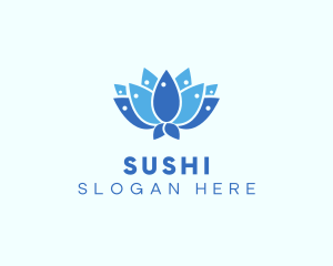 Fish Lotus Flower logo design