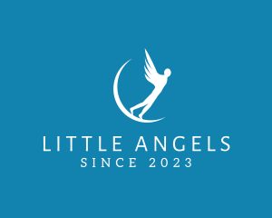 Moon Angel Wings logo design