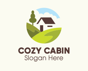 Cabin - Valley Hilltop Cabin House logo design