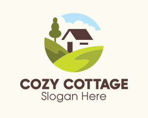Cottage - Valley Hilltop Cabin House logo design