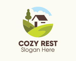 Valley Hilltop Cabin House logo design