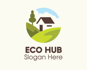 Ecosystem - Valley Hilltop Cabin House logo design