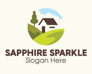 Valley Hilltop Cabin House logo design