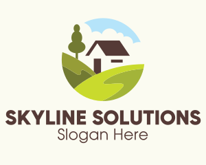 Valley Hilltop Cabin House logo design