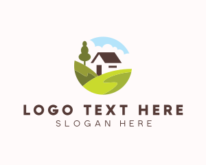 Valley Hilltop Cabin House logo design