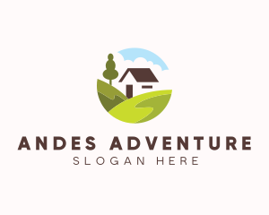 Valley Hilltop Cabin House logo design