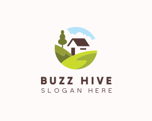 Valley Hilltop Cabin House logo design