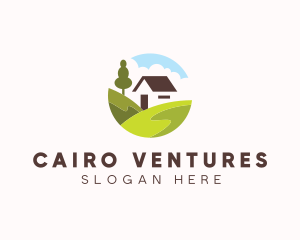 Valley Hilltop Cabin House logo design