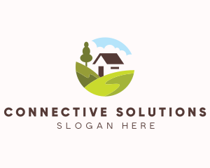 Valley Hilltop Cabin House logo design