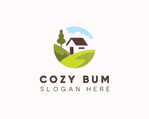 Valley Hilltop Cabin House logo design