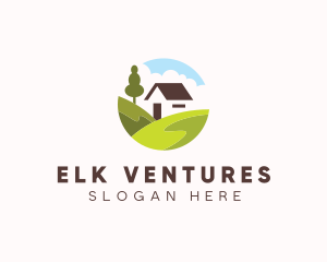 Valley Hilltop Cabin House logo design