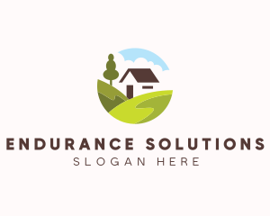 Valley Hilltop Cabin House logo design