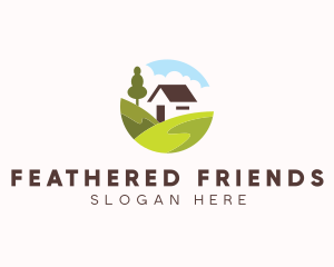 Valley Hilltop Cabin House logo design