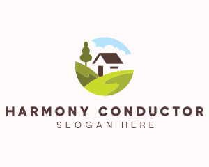 Valley Hilltop Cabin House logo design