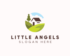 Valley Hilltop Cabin House logo design